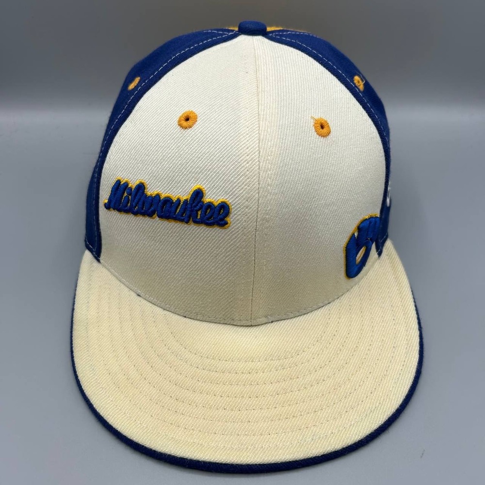 Milwaukee Brewers Hat Men 7 1/4 Embroidered‎ MLB 59Fifty New Era Fitted Cap Wool